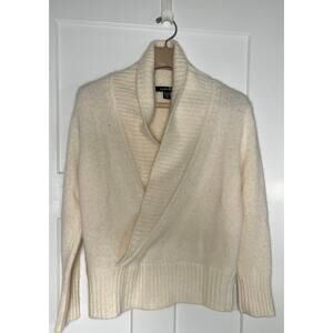 Ideology Sweater Angora Wool Womens XL Shawl‎ Collar Vneck Off White